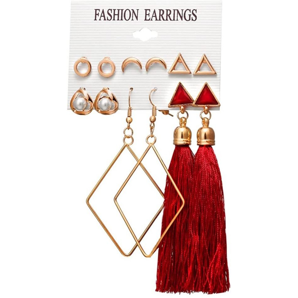 Shining Diva Fashion Latest Stylish Combo Design 6 Pairs Metal Earrings for Women and Girls (G10663er), Multicolor