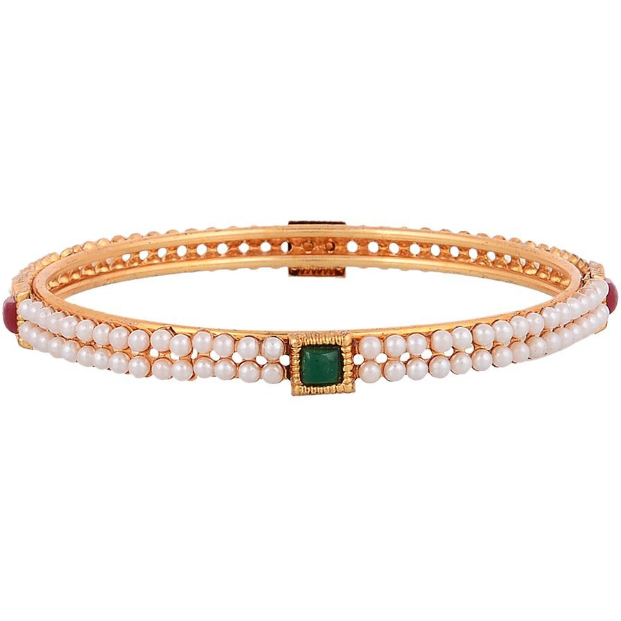 ZENEME Gold Plated Pearl Designer Bangles Jewellery for Women/Girls (2.4)