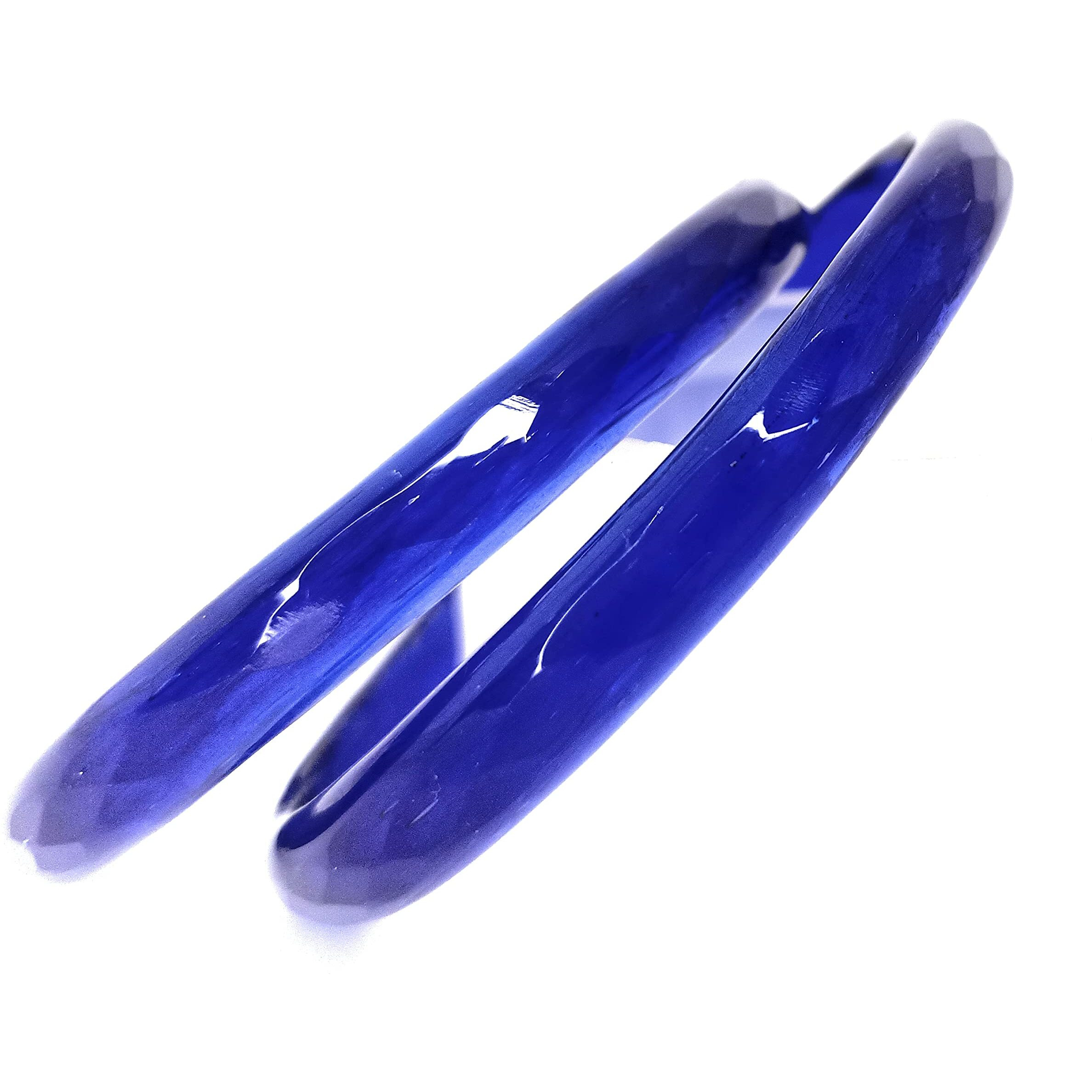 SBS Diamond Pattern Crystal Glass Bangles pack of 02 Kangan for women and girls (Blue, 2.4)