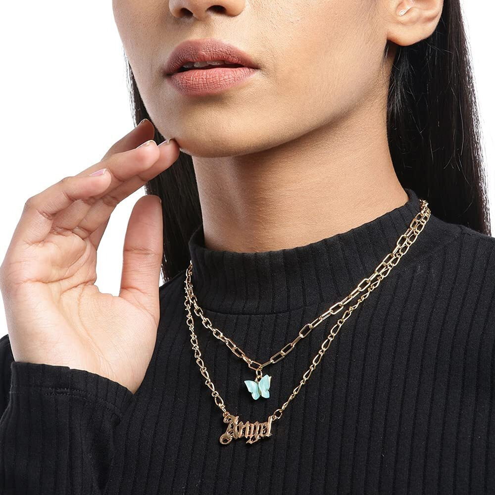 Jewels Galaxy Stylish Multi Layered Gold Plated Stunning Necklace For Women/Girls (Design 25)