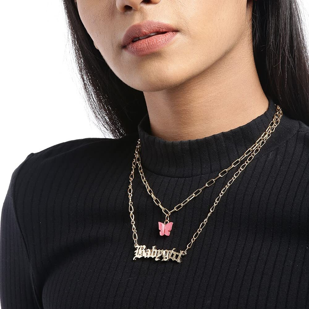 Jewels Galaxy Stylish Multi Layered Gold Plated Stunning Necklace For Women/Girls (Design 25)