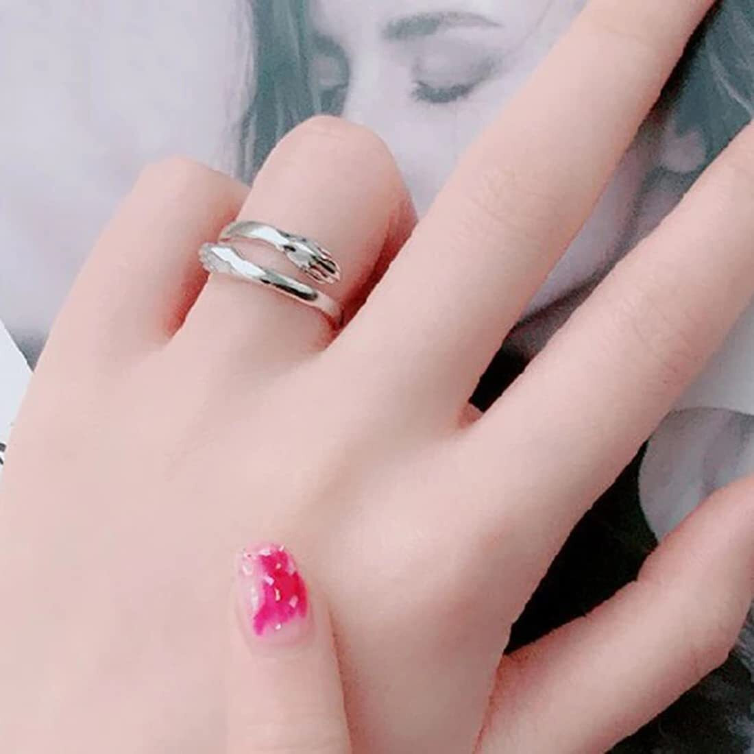 Jewels Galaxy Zircon Leaf Silver Plated Plushy Adjustable Ring for Women/Girls (Style 21) (SMNJG-RNGA-5196)