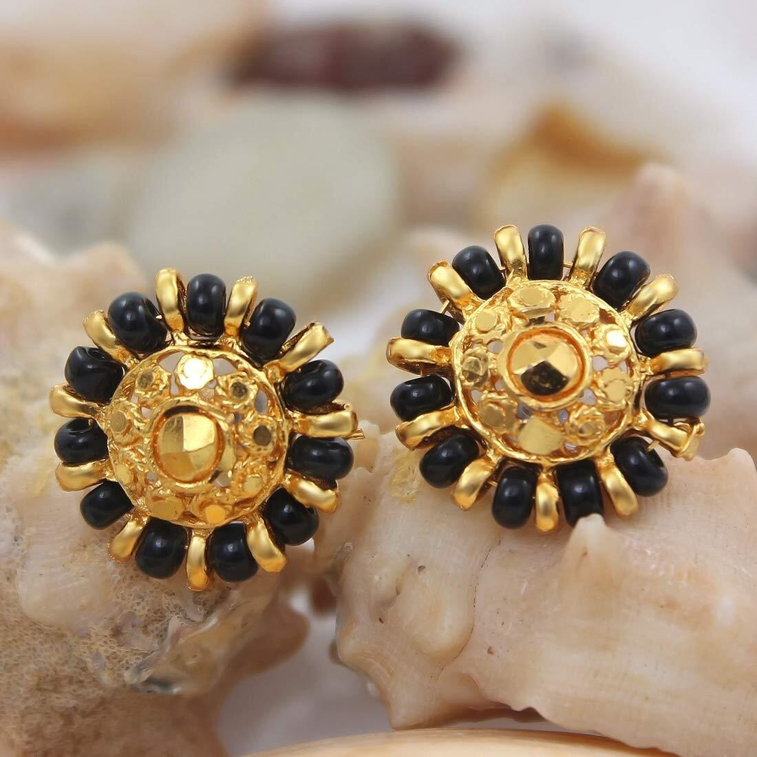 Nakabh Combo of 4 Gold Plated Moti Stud Tops Earrings for Women (Pack of 4 Pairs) (Combo - 04)