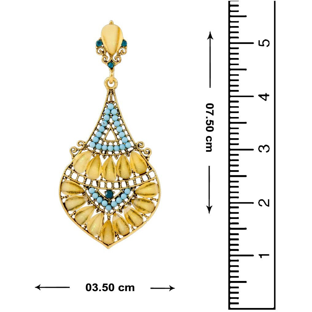 Nakabh Ethnic Gold Plated Oxidised Alloy Jhumki Earrings for Women Stylish (Design 3 (White))
