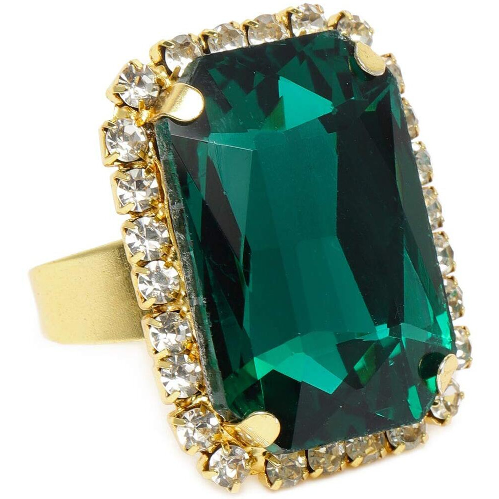 ZAVERI PEARLS Green Crystal Shine Stone Party Bling Contemporary Adjustable Finger Ring For Women-ZPFK10009