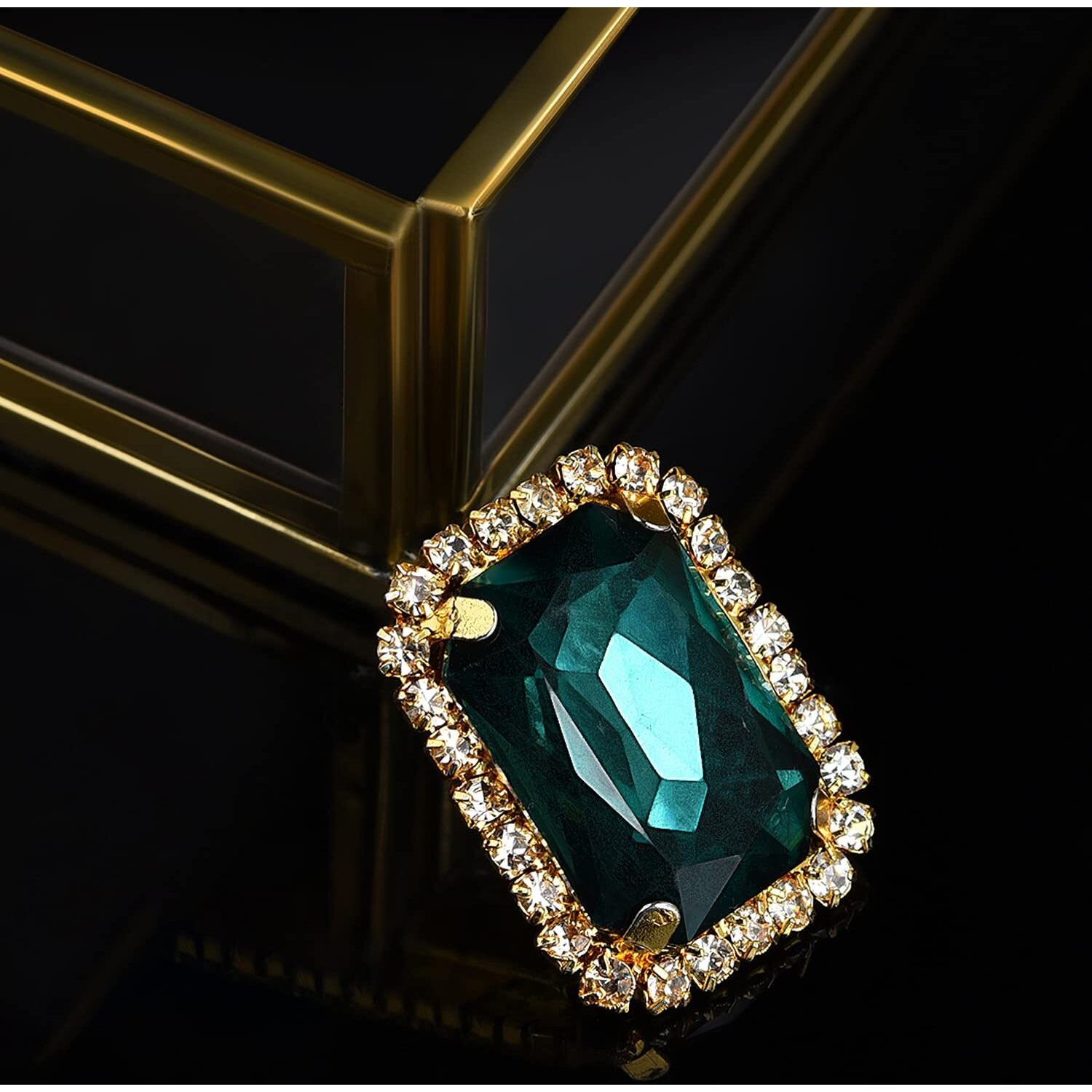 ZAVERI PEARLS Green Crystal Shine Stone Party Bling Contemporary Adjustable Finger Ring For Women-ZPFK10009