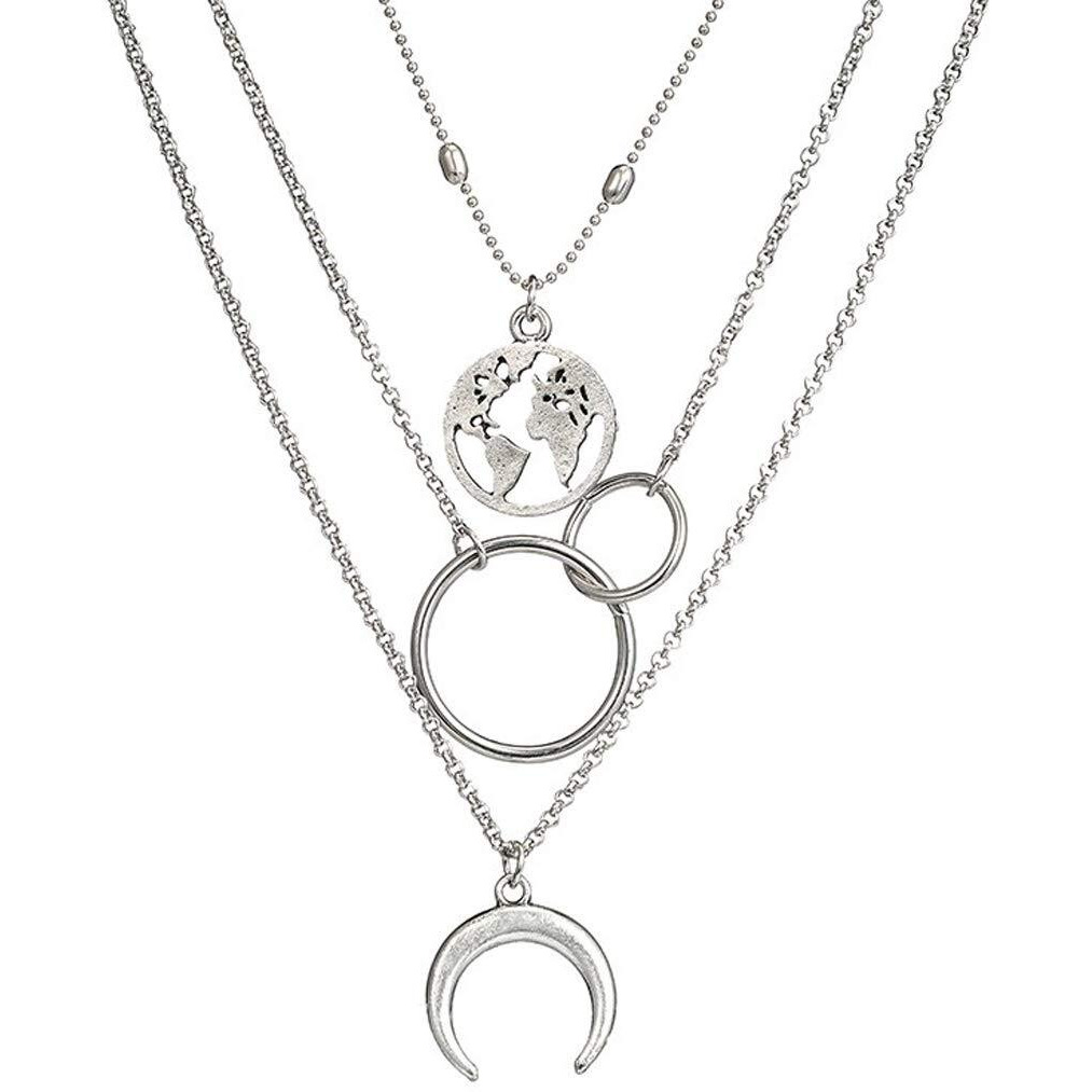 Jewels Galaxy Fashionable Geometric Multi Layered Ravishing Necklace For Women/Girls (CT-NCKS-44182)