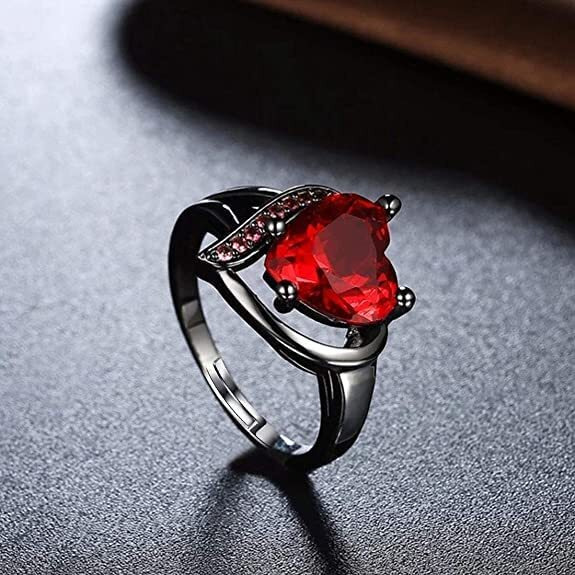 Fashion Frill Womens Ring Butterfly Design Silver Plated Adjustable Finger Ring For Women Girls Valentine Ring Red Crystal Rings Jewellery for Women Gift for Wife (Adjustable)
