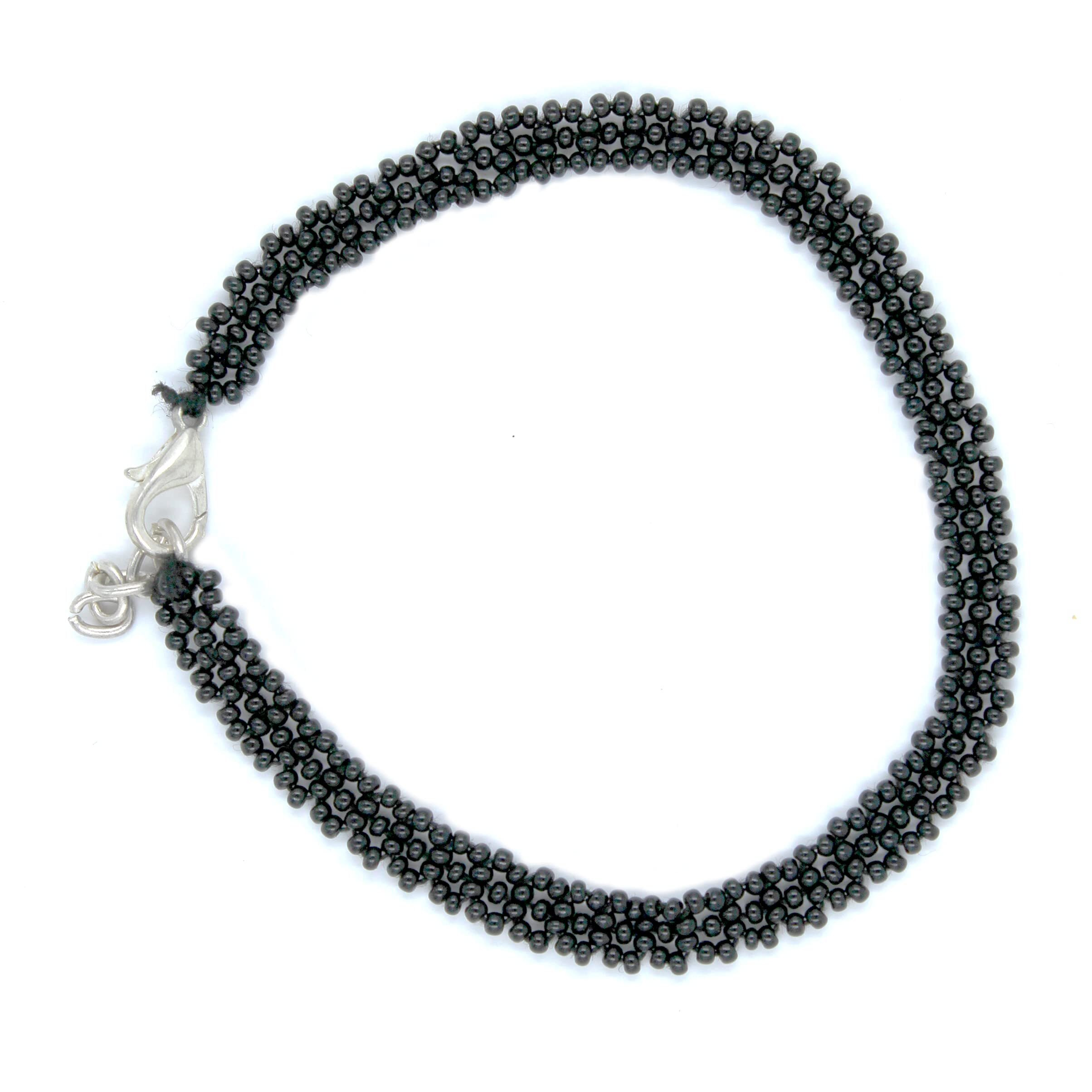 Prapti Handicrafts Beads Anklets Barefoot Jewelry/Foot Wear Payal for Women/Girls (Pack of 1) (black daisychain)