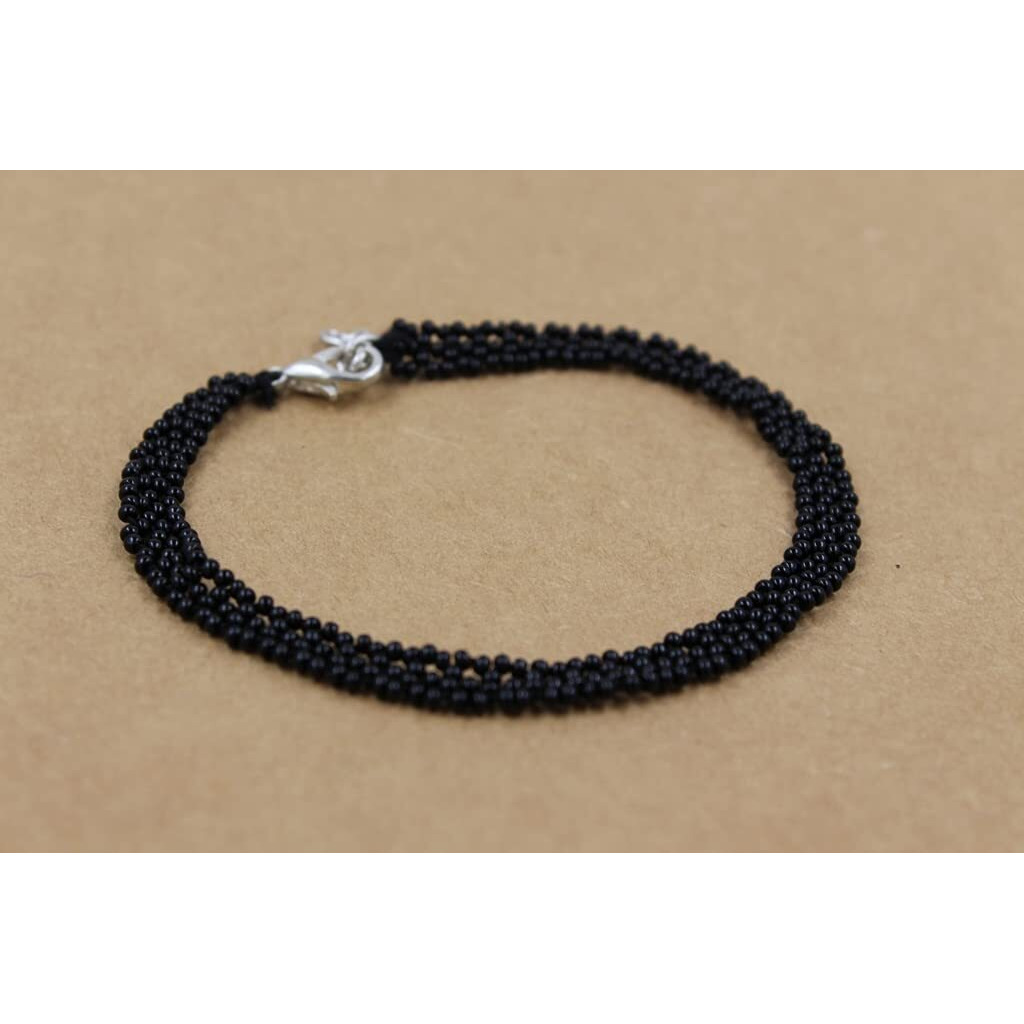 Prapti Handicrafts Beads Anklets Barefoot Jewelry/Foot Wear Payal for Women/Girls (Pack of 1) (black daisychain)
