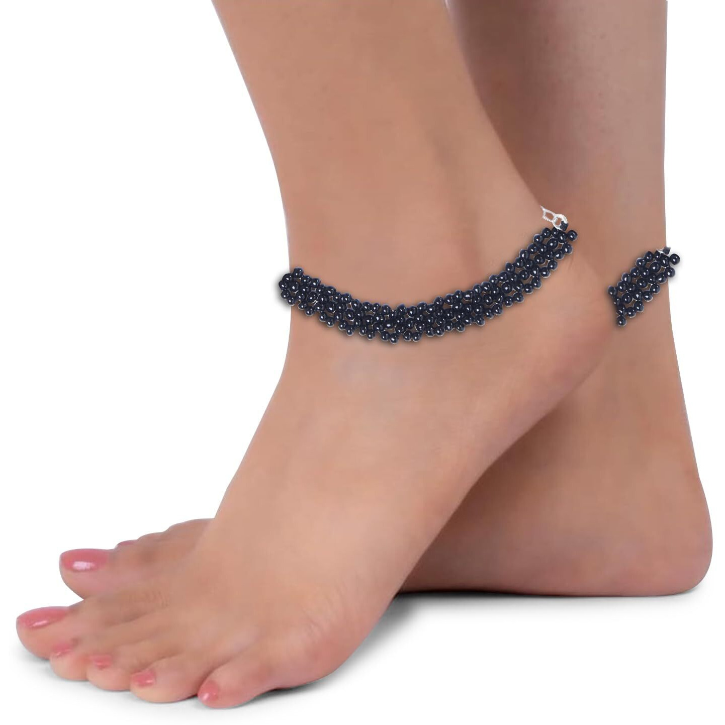 Prapti Handicrafts Beads Anklets Barefoot Jewelry/Foot Wear Payal for Women/Girls (Pack of 1) (black daisychain)