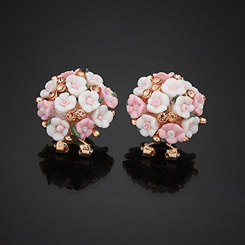 Shining Diva Fashion White Pink Floral Stylish Stud Earrings For Womens And Girls(9173Er)