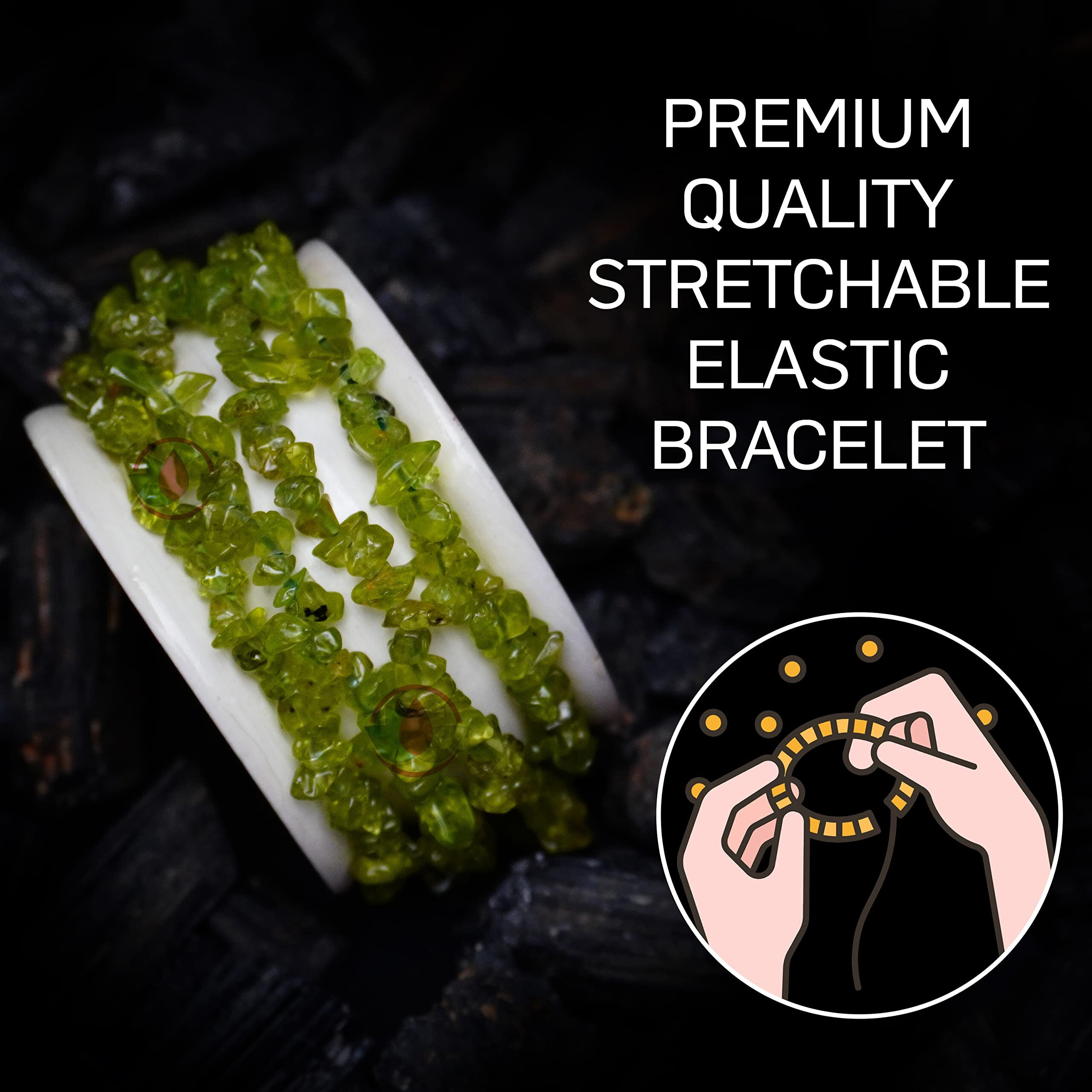 Remedywala Charged Energized Peridot Chips Bracelet For Reiki, Balance Chakra, Positive Energy, Healing | Natural Crystal Peridot Stone Chips Bracelet(Sugar Size Small Chips)
