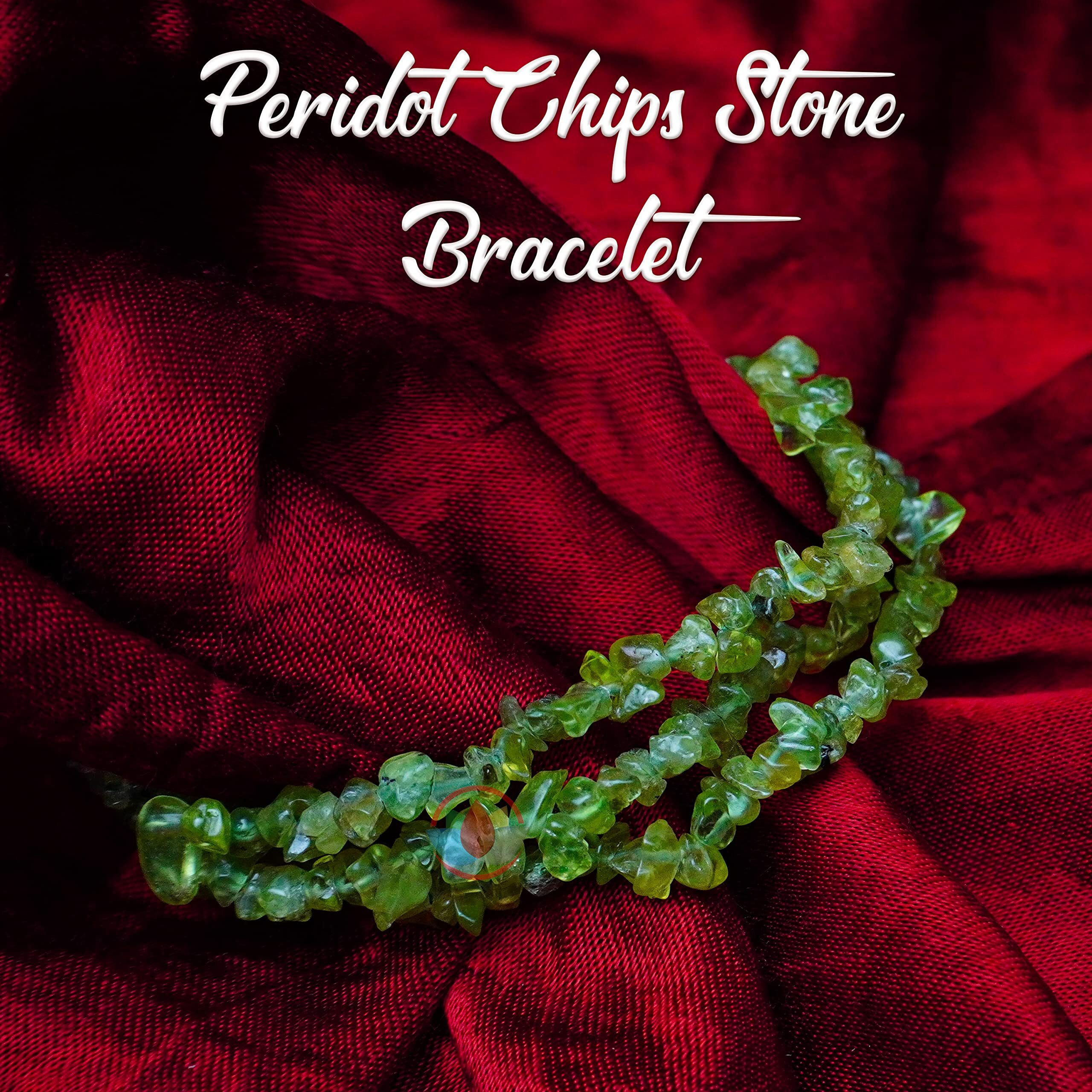 Remedywala Charged Energized Peridot Chips Bracelet For Reiki, Balance Chakra, Positive Energy, Healing | Natural Crystal Peridot Stone Chips Bracelet(Sugar Size Small Chips)