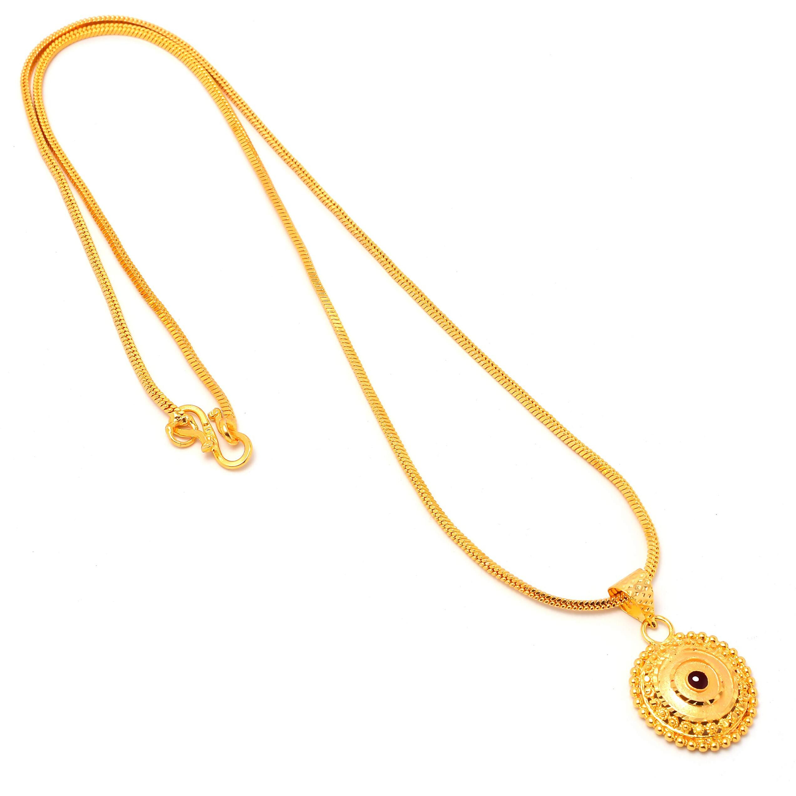 Jewar mandi Neck Chain 24 kt Gold Plated with Locket Real Look Daily use for Women Girls Men 7578