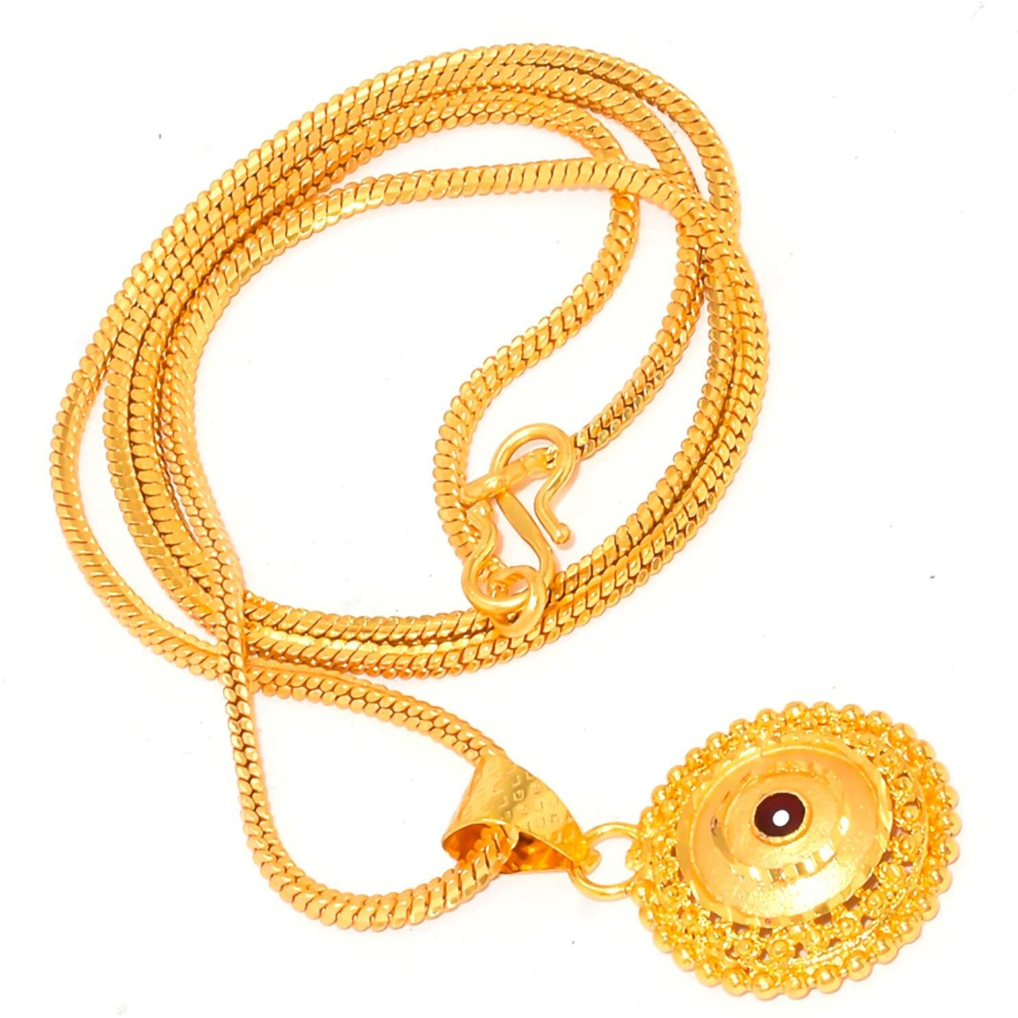 Jewar mandi Neck Chain 24 kt Gold Plated with Locket Real Look Daily use for Women Girls Men 7578