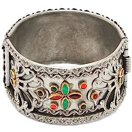 YouBella Jewellery for Women Celebrity Inspired Oxidised Silver Plated Cuff Bracelet Bangle for Women and Girls (Style 1)