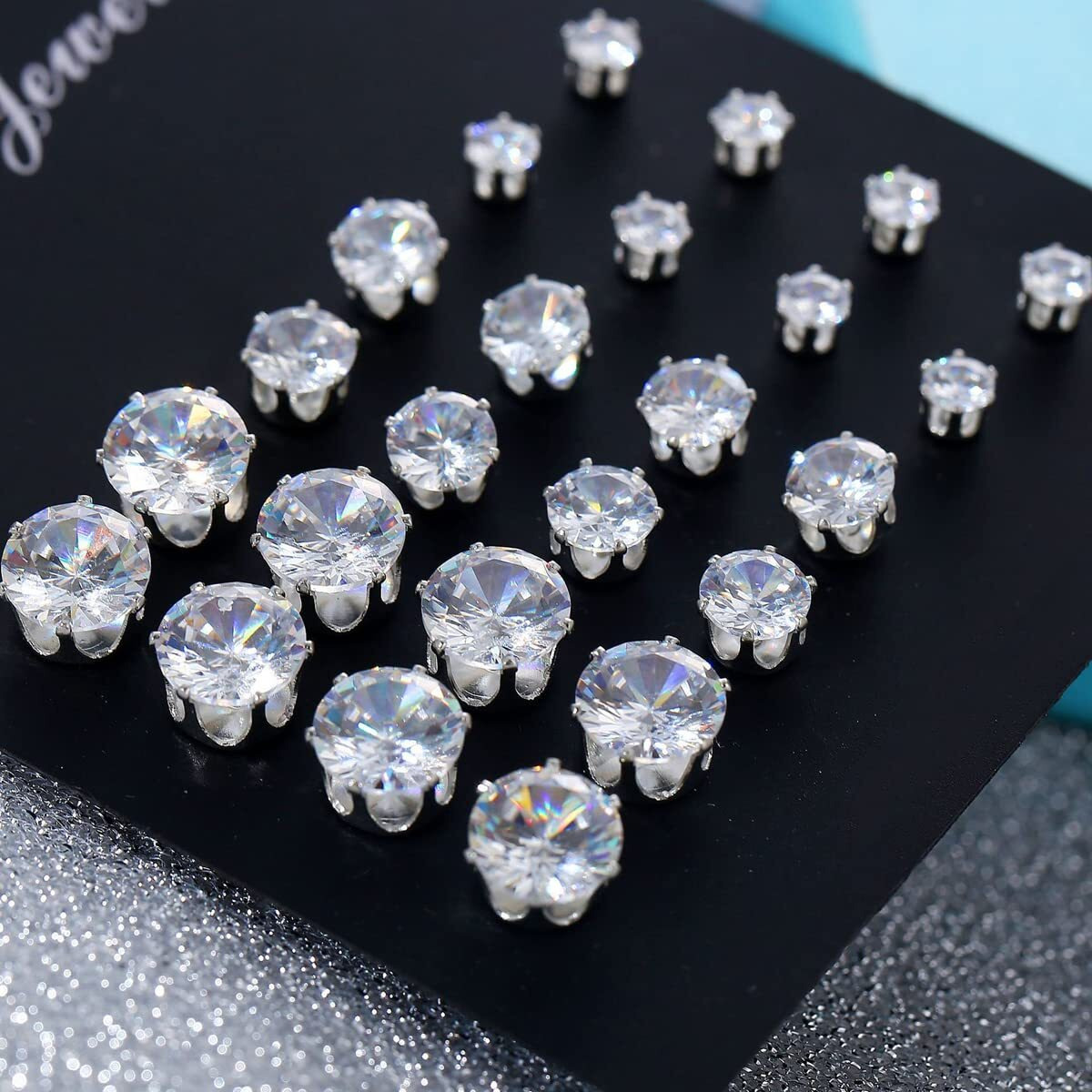 Jewels Galaxy Silver Plated Set of 12 Stud Earrings Combo in 3 different Sizes For Women and Girls (JG-PC-ERGS-8736)