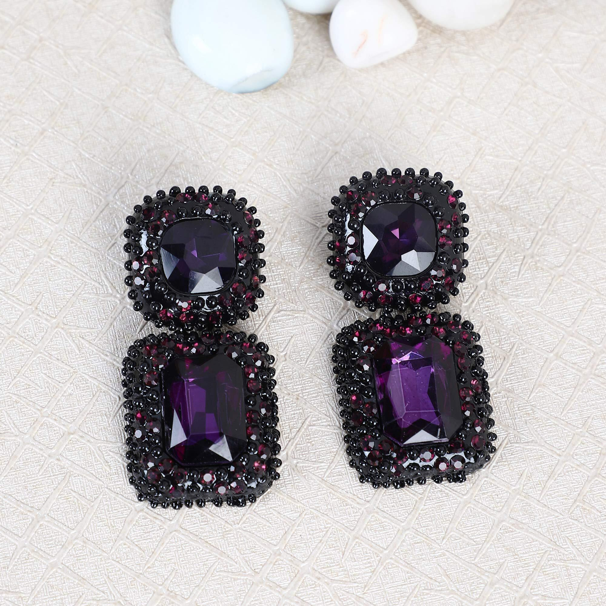 Shining Diva Fashion Stylish Traditional Crystal Dangler Earrings for Women (Purple) (11211er)