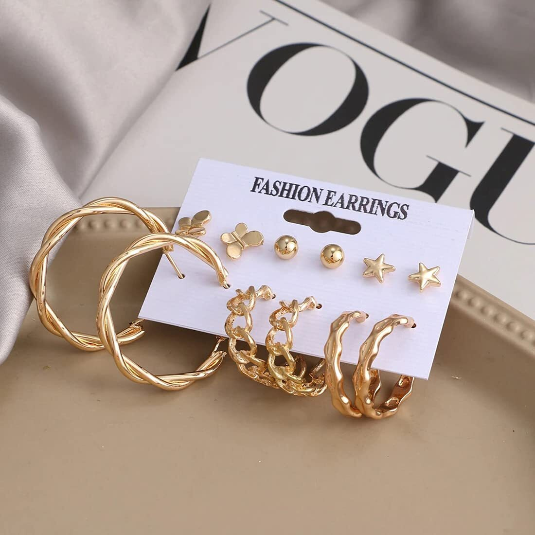 Jewels Galaxy Stylish Pearl & AD Multi Designs Stunning 6 Pair of Earrings Jewellery For Women & Girls (Design 6)
