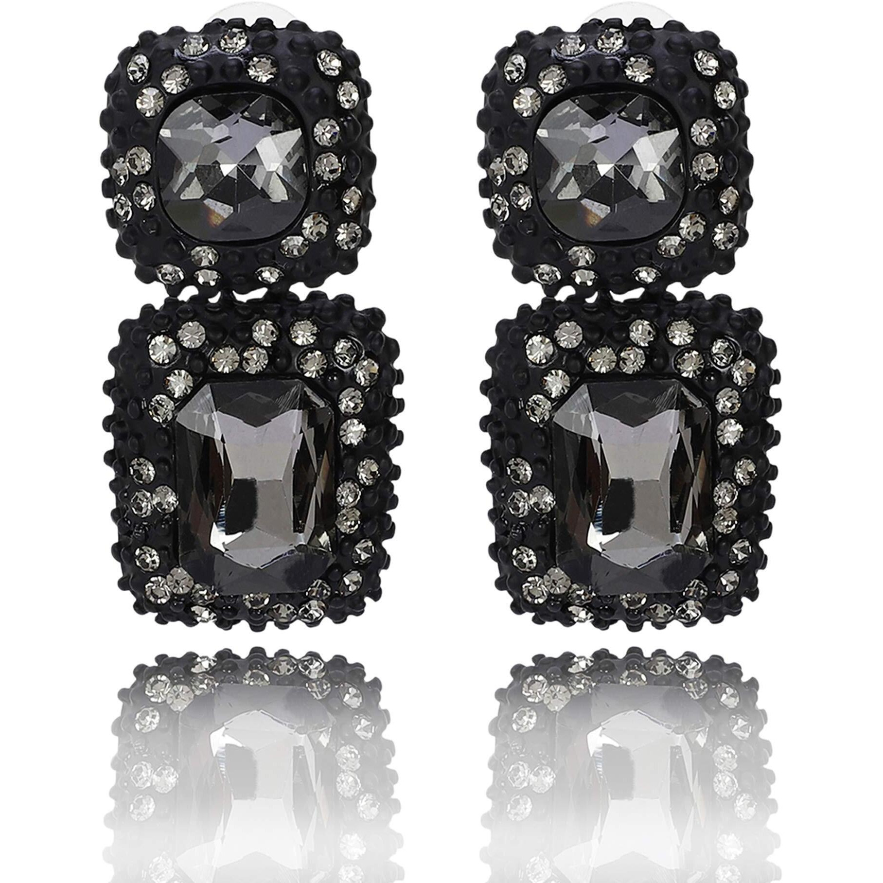 Shining Diva Fashion Latest Stylish Non Precious Base Metal Traditional Crystal Dangler Earrings for Women (Black, 11206er)