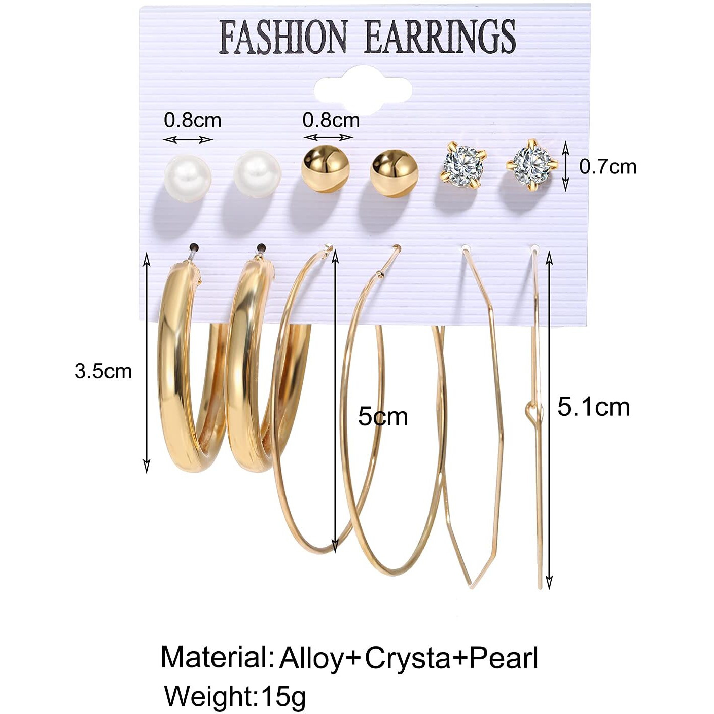 Shining Diva Fashion Latest Stylish Combo Design 6 Pairs Metal Earrings for Women and Girls (L12744er), Golden, 1