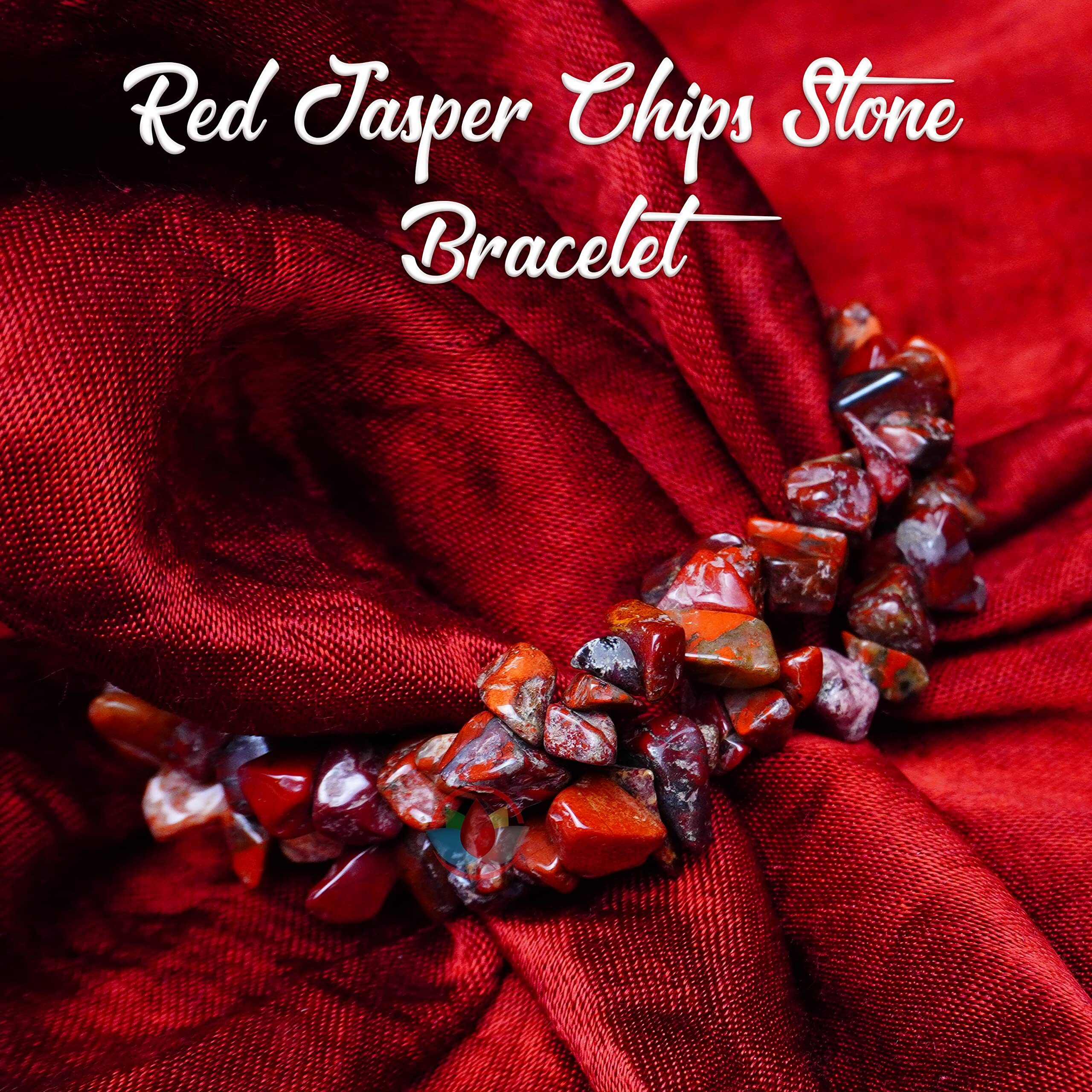 REMEDYWALA Charged Energized Red Jasper Chips Bracelet For Reiki, Balance Chakra, Positive Energy, Healing | Red Jasper Stone Bracelet for Men and Women
