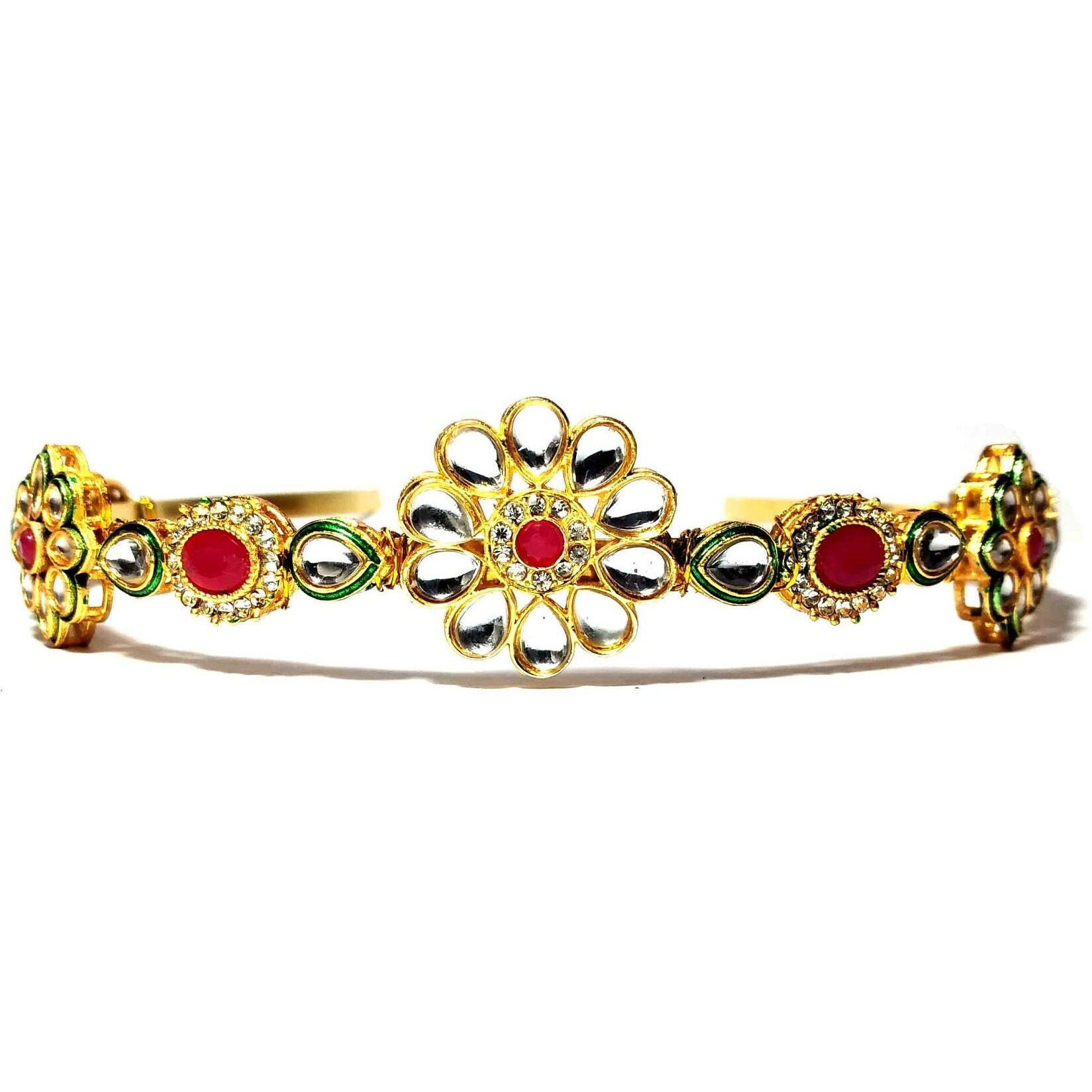 Pinoozclub Kundan Gold Plated Hair Band for Women and Girls/Bride