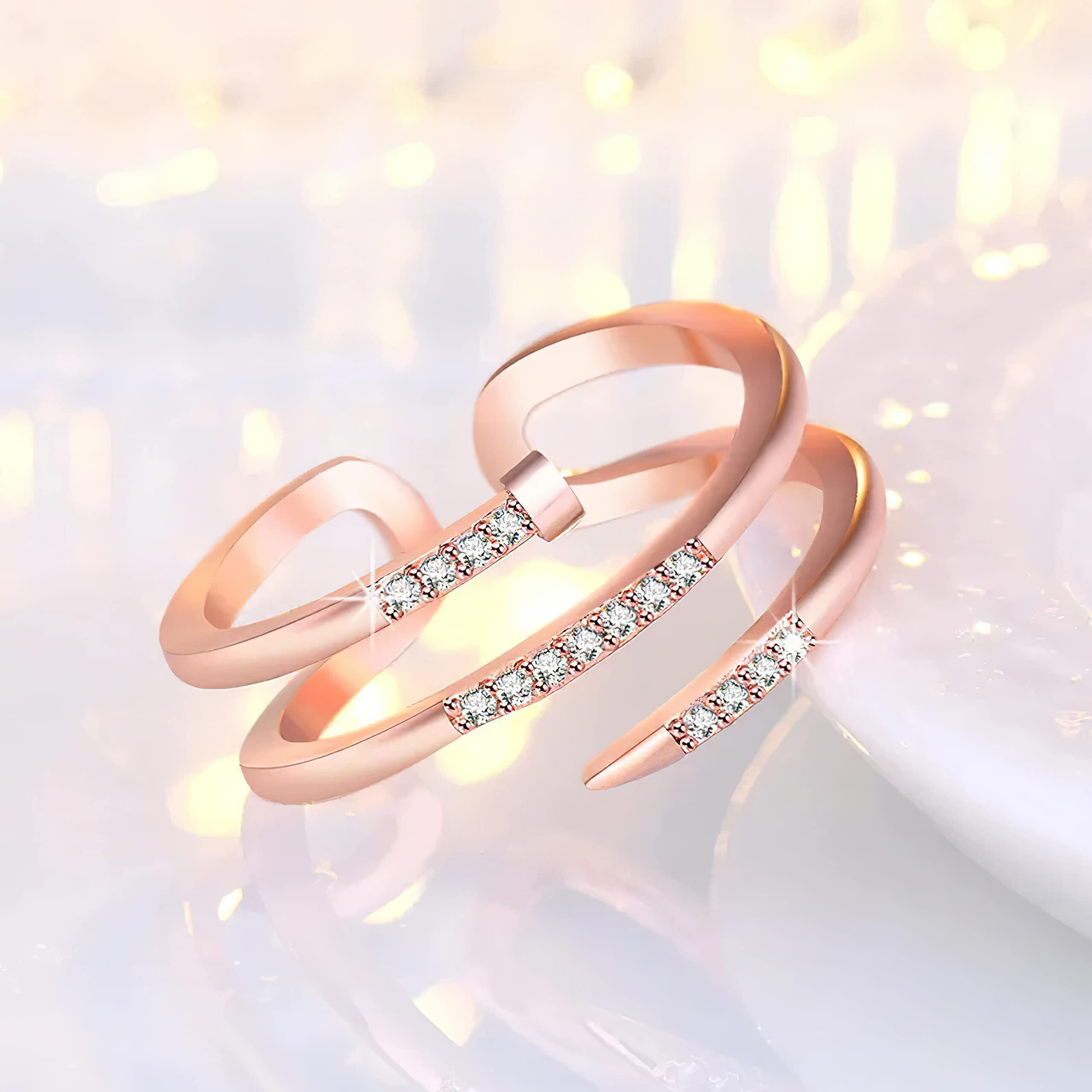 Fashion Frill Womens Ring Butterfly Design Silver Plated Adjustable Finger Ring For Women Girls Valentine Ring Red Crystal Rings Jewellery for Women Anniversary Gift for Wife (Adjustable)
