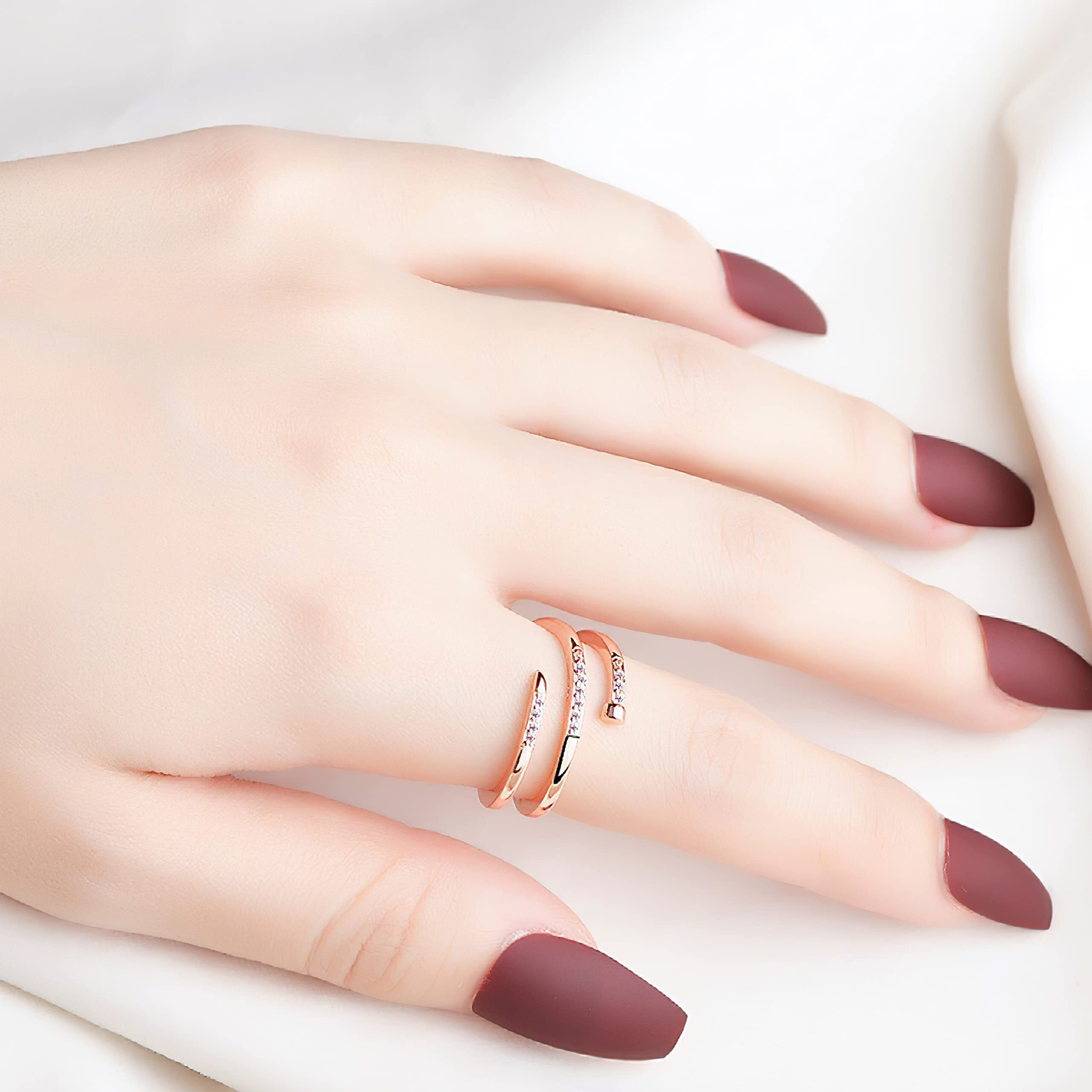 Fashion Frill Womens Ring Butterfly Design Silver Plated Adjustable Finger Ring For Women Girls Valentine Ring Red Crystal Rings Jewellery for Women Anniversary Gift for Wife (Adjustable)