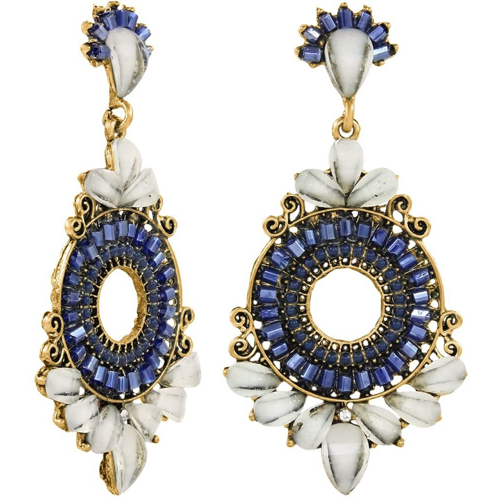 Nakabh Ethnic Gold Plated Oxidised Alloy Jhumki Earrings for Women Stylish (Design 02 (White))