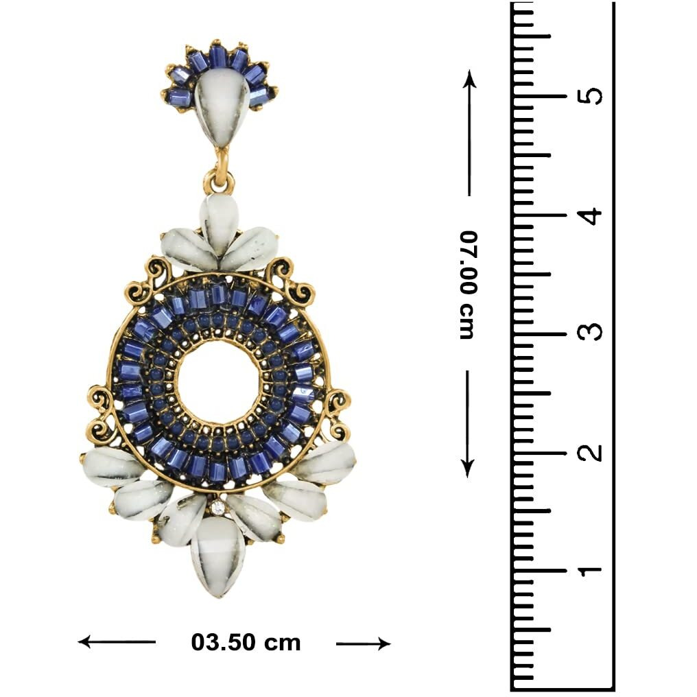 Nakabh Ethnic Gold Plated Oxidised Alloy Jhumki Earrings for Women Stylish (Design 02 (White))