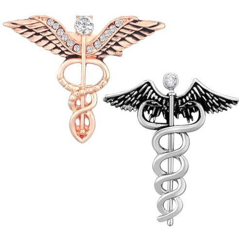 Mahi Combo of 2 Caduceus Doctors Brooch Lapel/Brooch Pin for Men (CO1105604M)