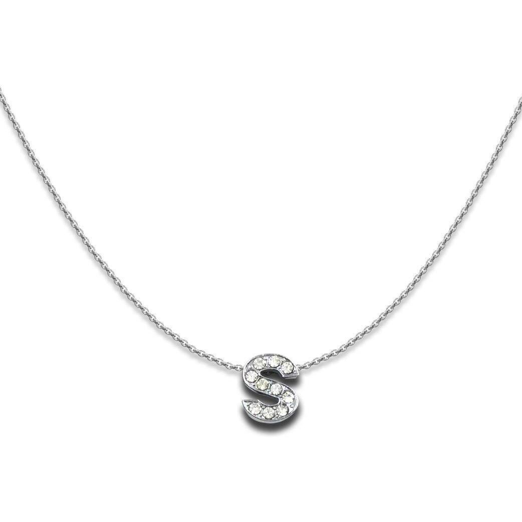 DREAMRAX Glittery Diamond Letter N Pendant With Shiny Silver Polish Chain For Womens