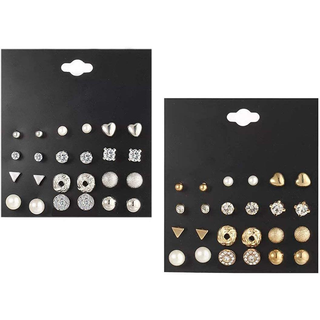 Jewels Galaxy Stylish Pearl & AD Multi Designs Stunning 6 Pair of Earrings For Women/Girls (Design 27) (JG-PC-ERGS-151)