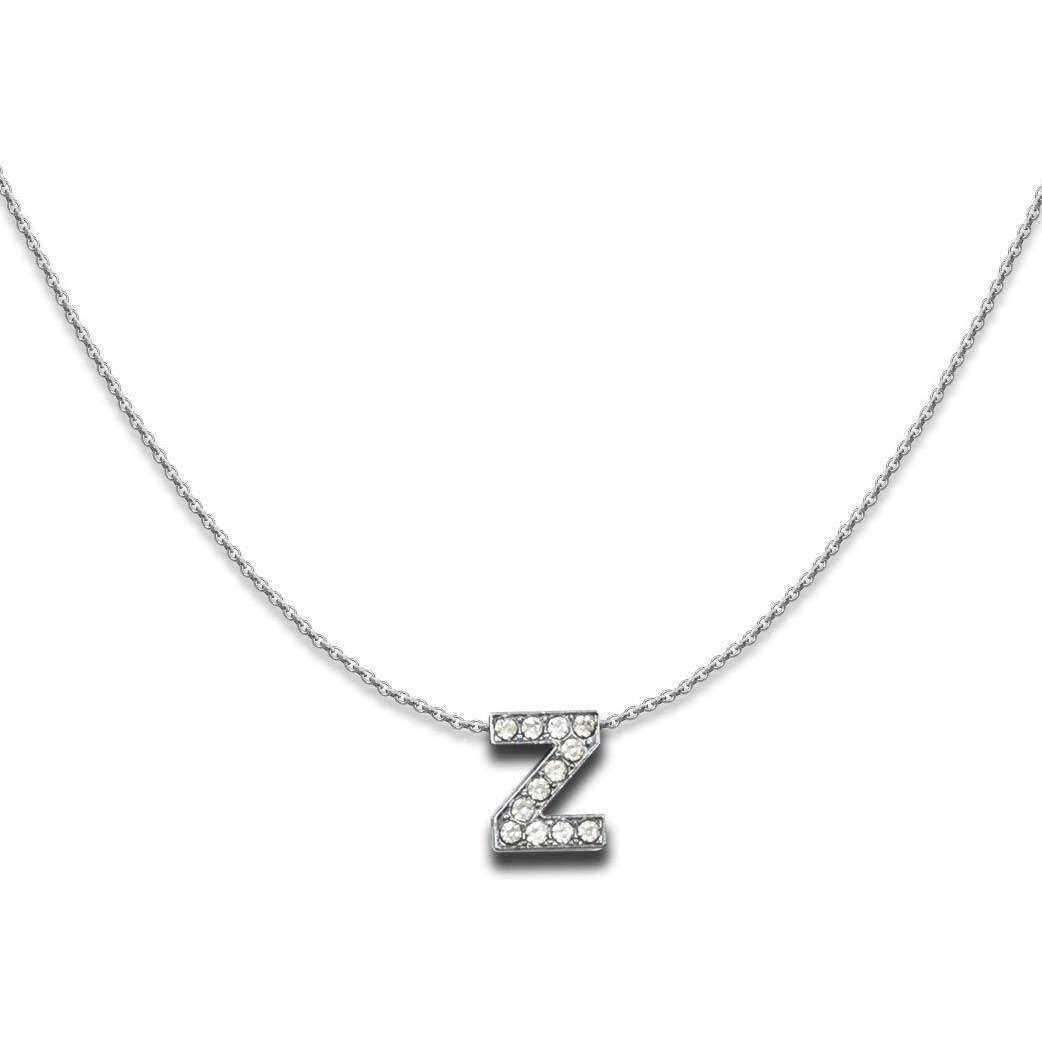 DREAMRAX Glittery Diamond Letter Z Pendant with Shiny Silver Polish Chain