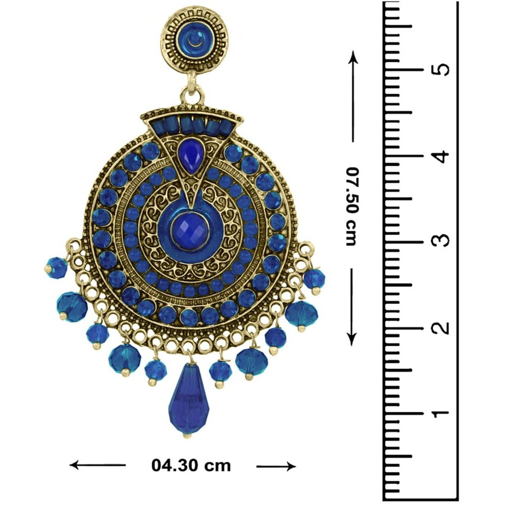 Nakabh Ethnic Gold Plated Oxidised Alloy Jhumki Earrings for Women Stylish (Design 05 (Blue))