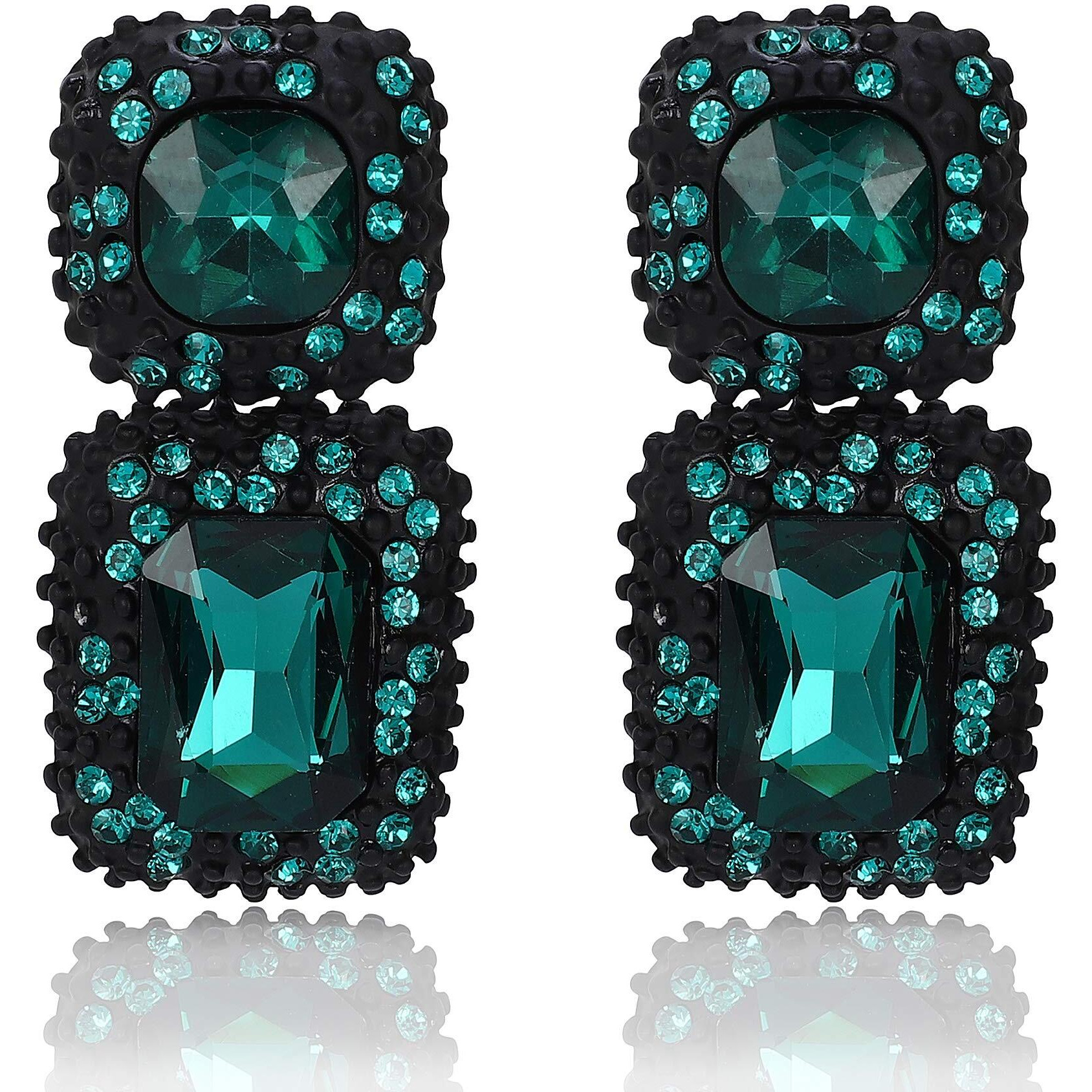 Shining Diva Fashion Latest Stylish Traditional Crystal Dangler Earrings for Women (Green2) (11209er)