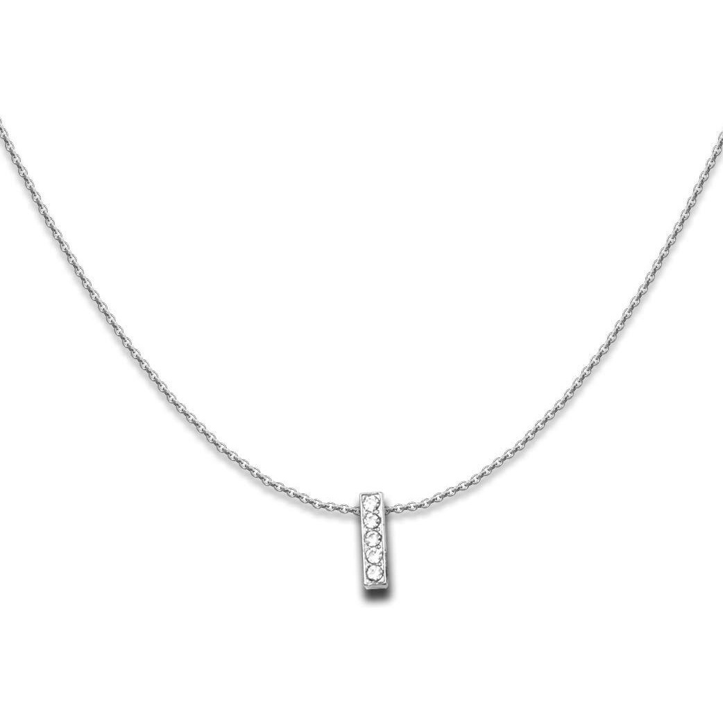 DREAMRAX Glittery Diamond Letter I Pendant with Shiny Silver Polish Chain