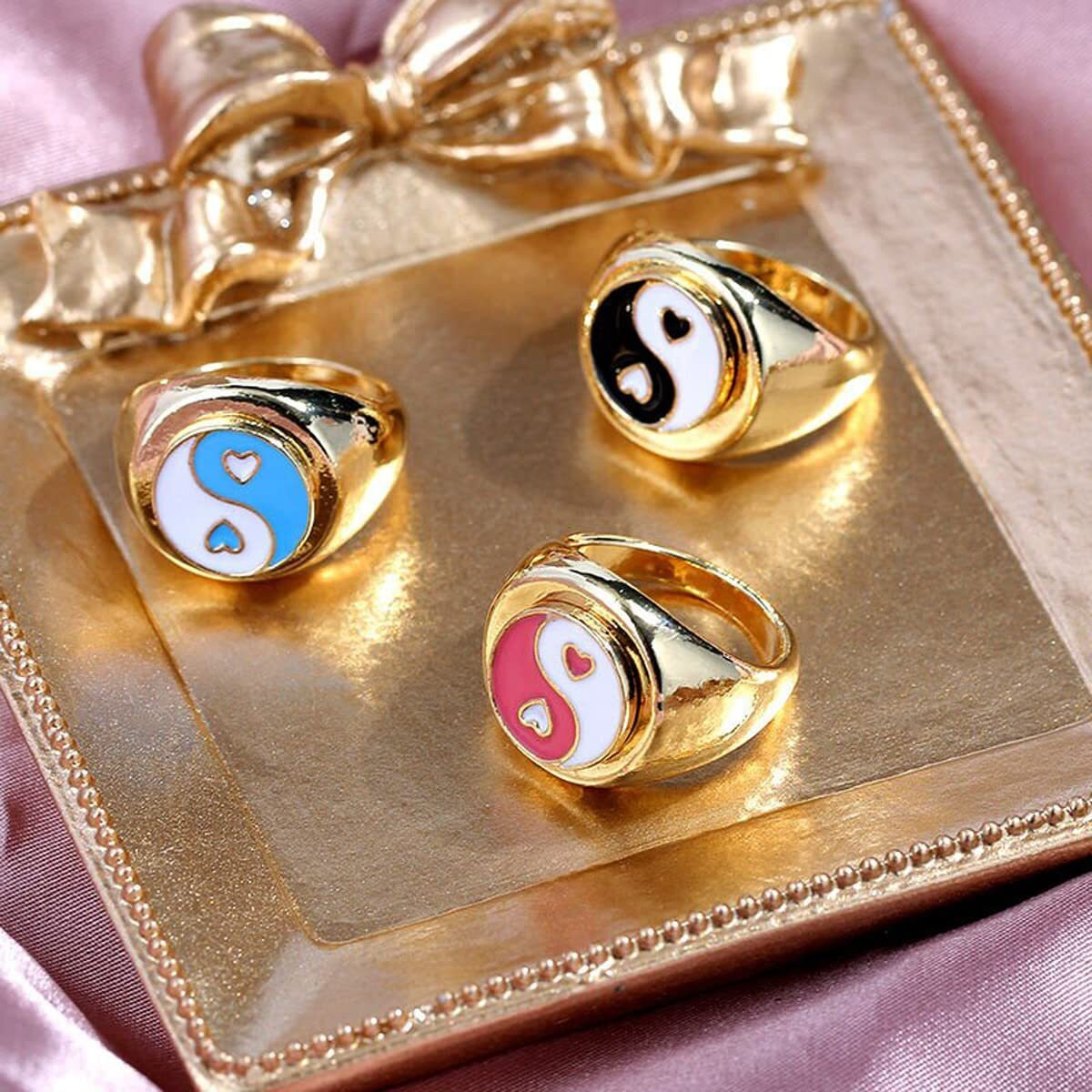 Jewels Galaxy Stylish Vintage Floral Designs Silver Plushy Rings For Women/Girls (Mixed Sizes) (Design 26)