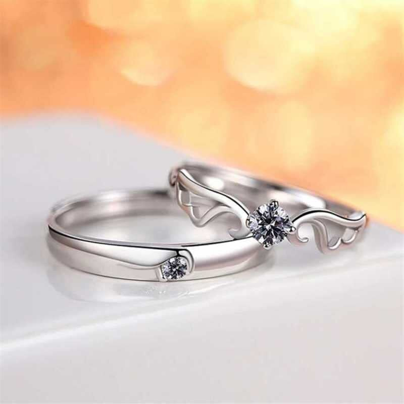Fashion Frill Delicate Rings For Women Crystal Silver Plated Heart Design Adjustable Silver Ring Finger Couple Ring For Women Girls Men Boys Rings Wife Girlfriend Valentine (Victorian)