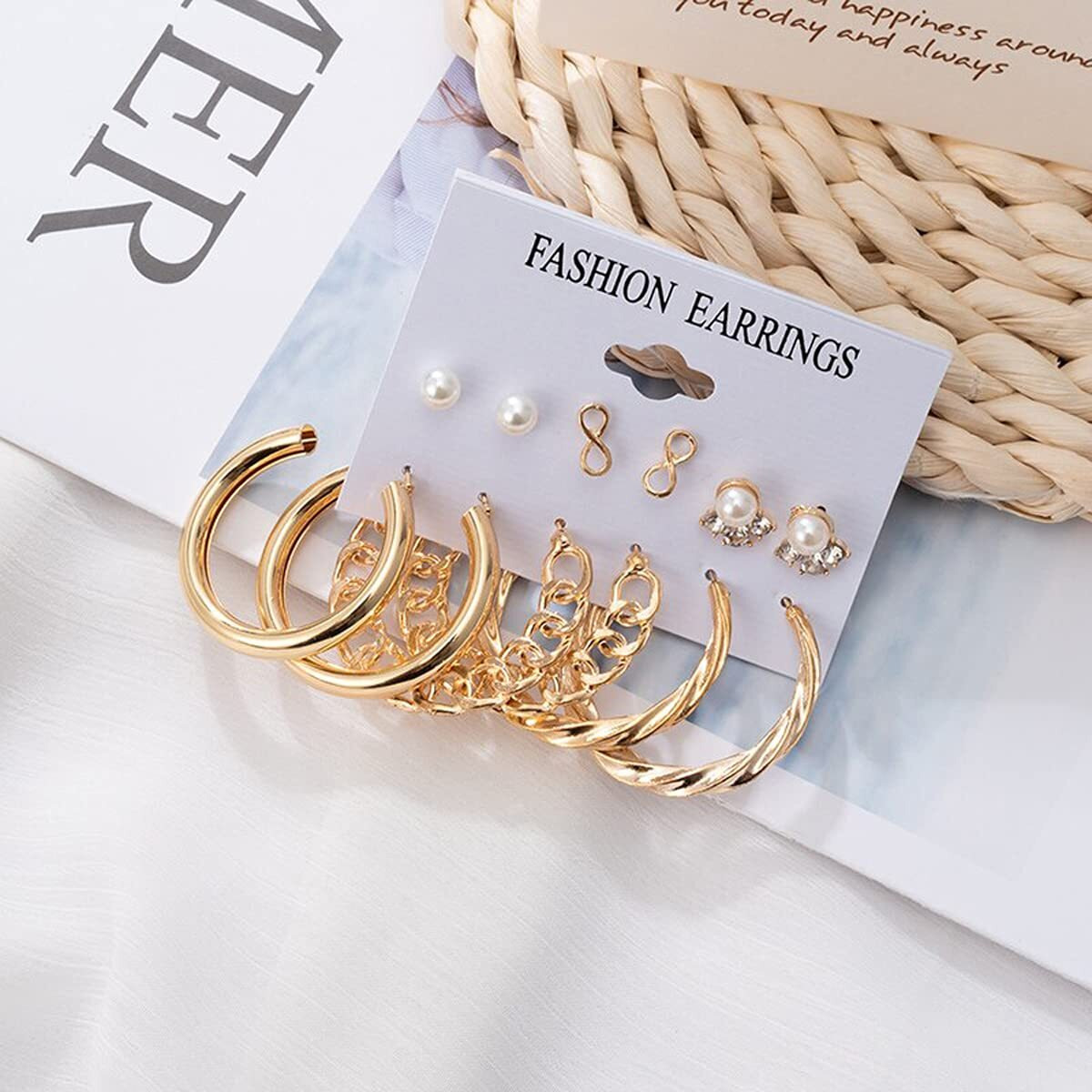 Jewels Galaxy Gold Plated Hoops Earrings Combo For Women/Girls (Style 5) (JG-PC-ERGS-8653)