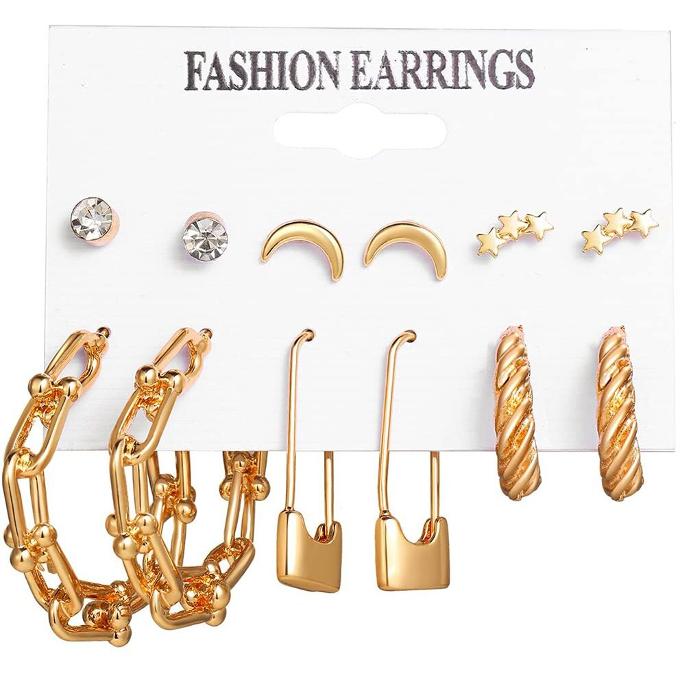 Jewels Galaxy Stylish Pearl & AD Multi Designs Stunning 6 Pair of Earrings Jewellery For Women & Girls (Design 5)