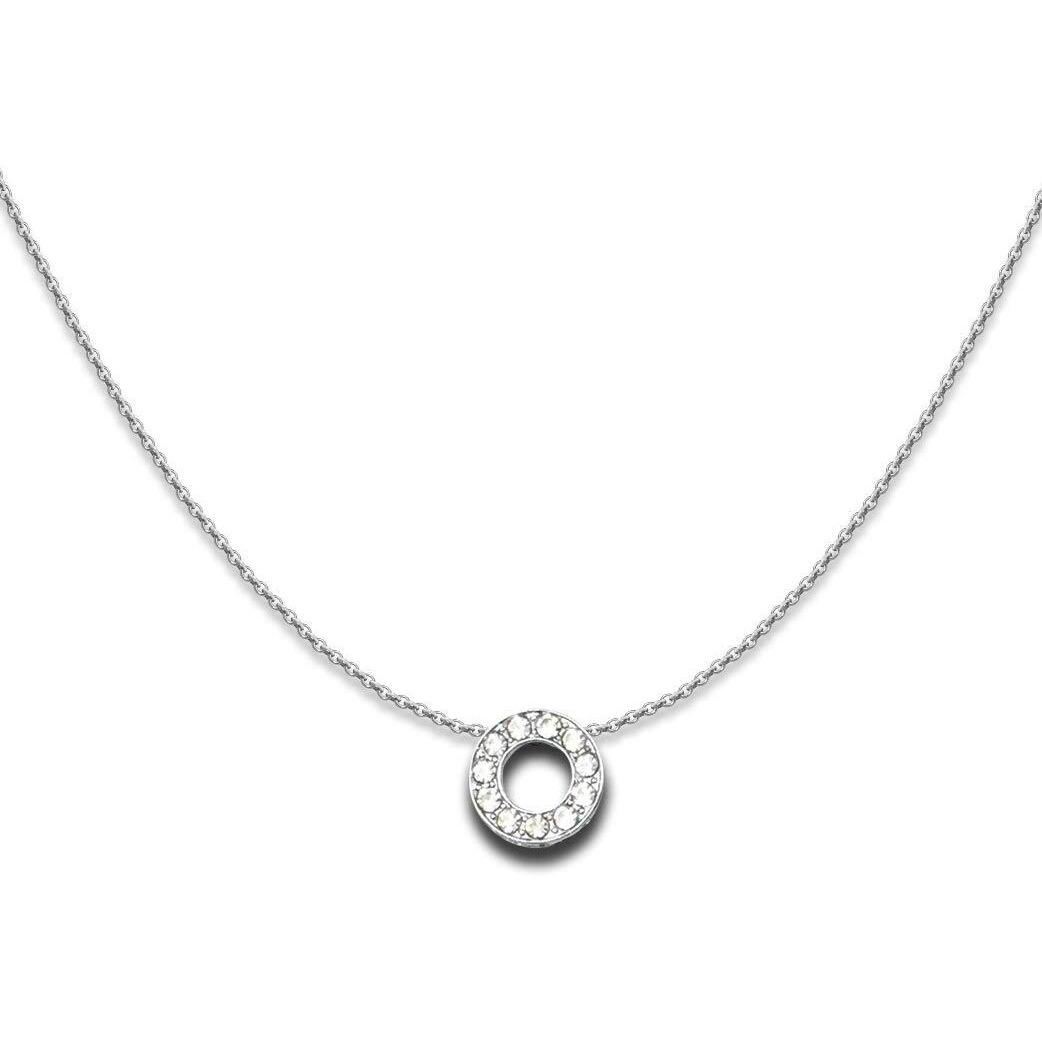 DREAMRAX Glittery Diamond Letter O Pendant With Shiny Silver Polish Chain For Womens