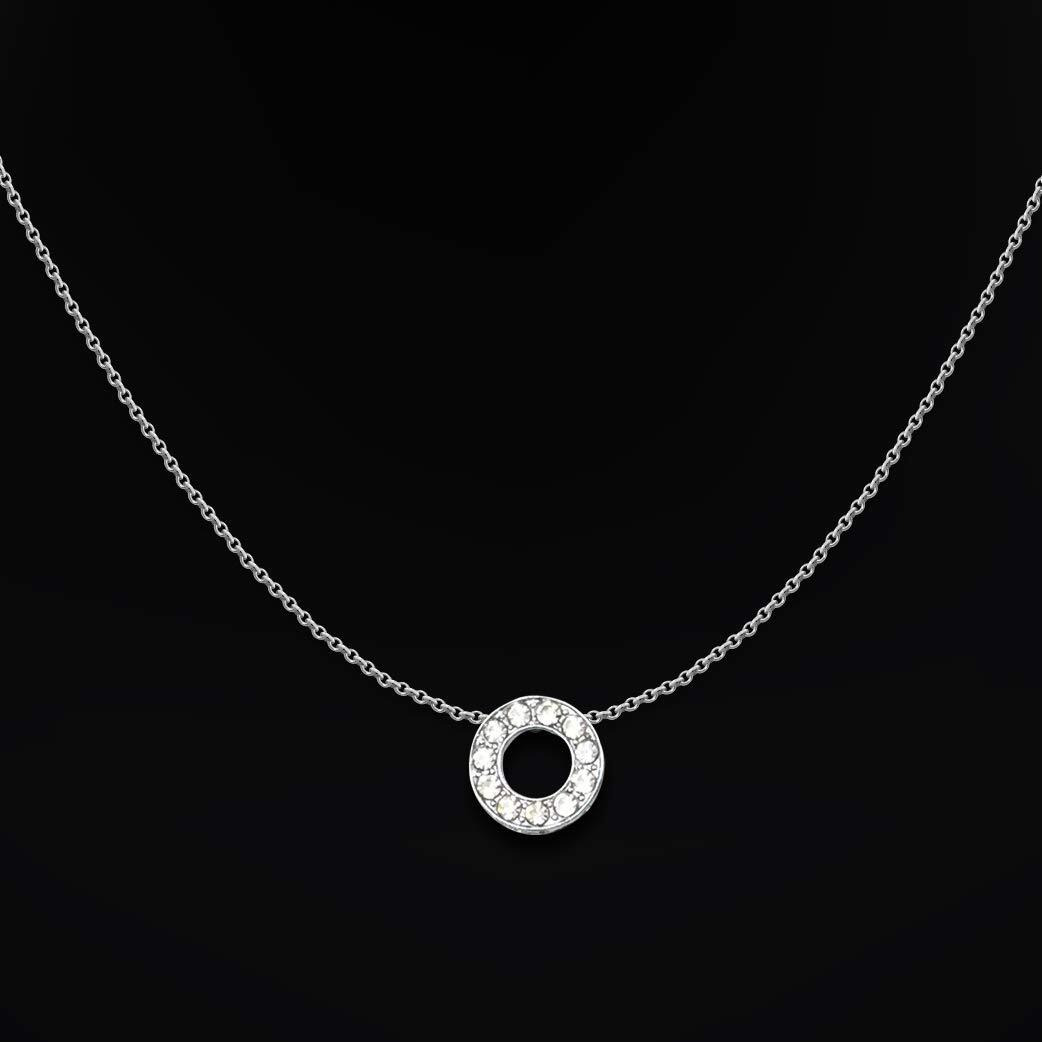 DREAMRAX Glittery Diamond Letter O Pendant With Shiny Silver Polish Chain For Womens