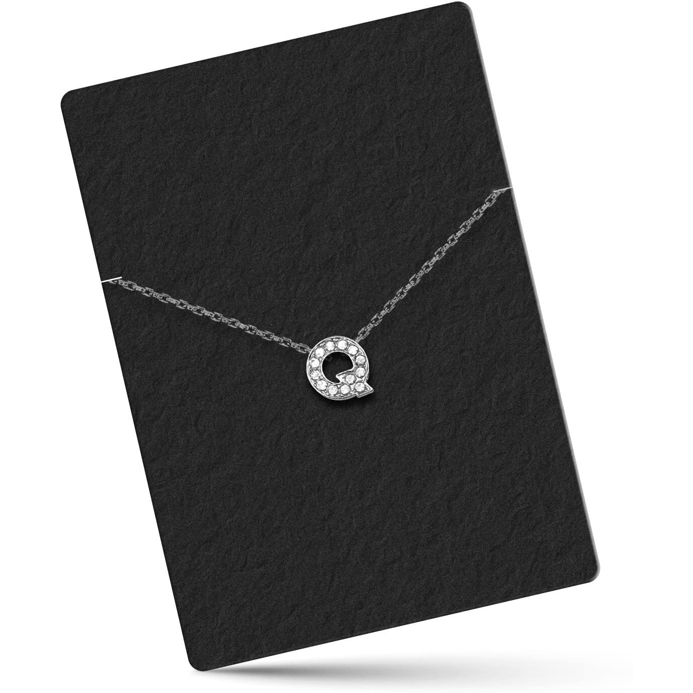 DREAMRAX Glittery Diamond Letter Q Pendant with Shiny Silver Polish Chain
