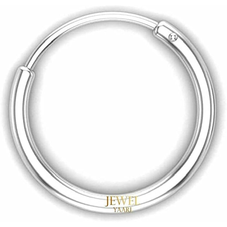 SJ SHUBHAM JEWELLERS 92.5 Silver Tiny Hoop Pipe Nose Ring One Piece Simple & Beautiful Nose Pin For Women & Girls Parent (Pipe 10MM)