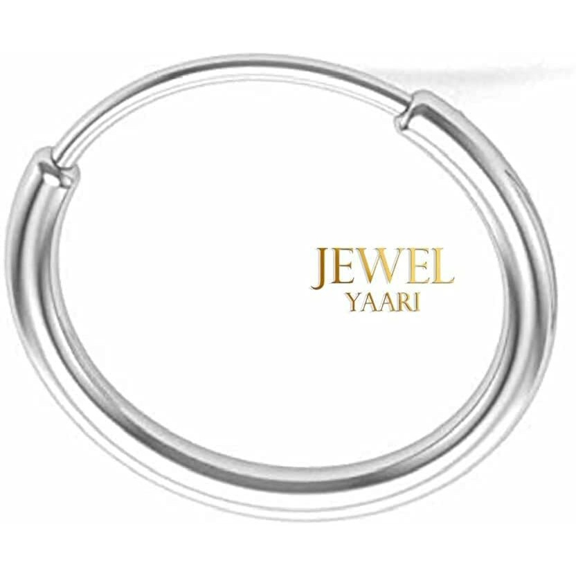 SJ SHUBHAM JEWELLERS 92.5 Silver Tiny Hoop Pipe Nose Ring One Piece Simple & Beautiful Nose Pin For Women & Girls Parent (Pipe 10MM)