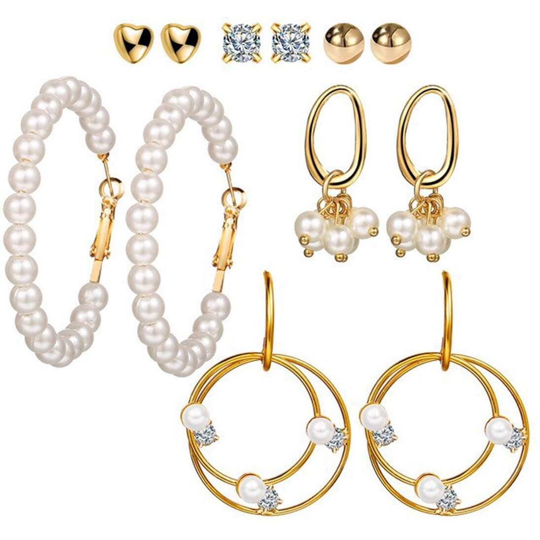 Jewels Galaxy Womens Fashion AAA AD Heart Round and Geometric Designs Stud Earrings Jewellery For Women & Girls (Design 16) (JG-PC-ERGN-192)