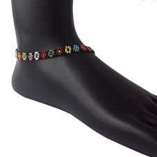 Prapti Handicrafts Beads Anklets Barefoot Jewelry/Foot Wear Payal for Women/Girls (Pack of 1) (black daisychain multi)